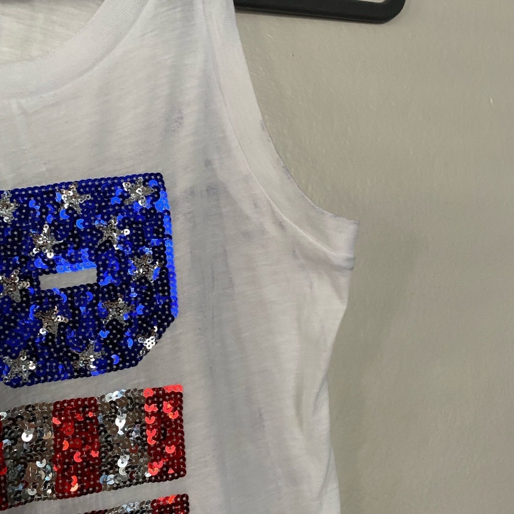 PINK Victoria’s Secret American Flag Red White Blue Bling Sequins Tank Top XS - Picture 3 of 6